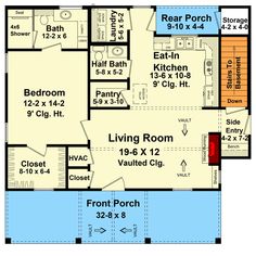 the floor plan for a two bedroom house with an attached bathroom and living room area