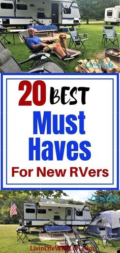 the best must haves for new rvers and campers in this postcard