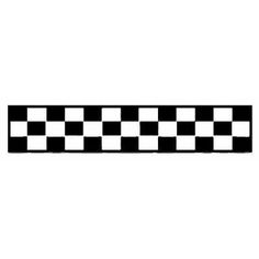 a black and white checkerboard border on a white background with the words,