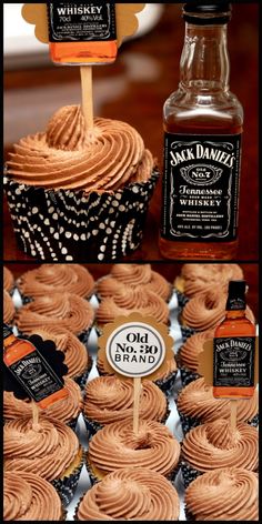 cupcakes with cinnamon butter frosting and jack daniels