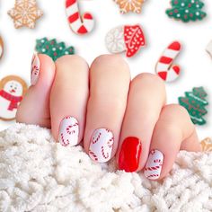 Winter Nails - Pretty Collected Festive Holiday Nails, Paris Nails, Candy Cane Lane, Candy Cane Nails, Nail Polish Stickers, Fit Kids, Nail Candy, Rabbit Decor, Clear Top