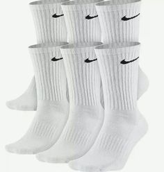 Size MEDIUM White NIKE Everyday Cotton Crew Socks 6 Pairs Dri Fit. Condition is New with tags. Shipped with USPS Ground Advantage. Hollister Shirts, Nike Socks, Gym Essentials, Nike Soccer, White Nike, Athletic Socks, Athletic Wear, White Nikes, Mens Socks