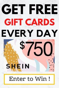 a sign that says get free gift cards every day $ 75 in enter to win