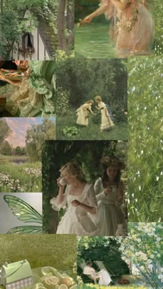 a collage of pictures with flowers and people