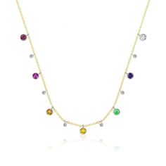 Meira T Rainbow Bezel Necklace - ICE Rainbow Things, Diamond Flower Pendant, Akoya Pearl Necklace, The Colors Of The Rainbow, Everyday Jewellery, Diamond Tennis Necklace, Bezel Necklace, Bar Pendant Necklace, Colors Of The Rainbow