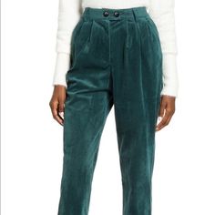 Nwt! All In Favor High Waist Wide Wale Corduroy Ankle Trousers Green Size Large Burnt Orange Jumpsuit, Silver Jumpsuits, Wide Wale Corduroy, Ankle Trousers, Yellow Jumpsuit, Long Faux Fur Coat, Printed Flare Pants, Velour Tops, Corduroy Trousers