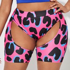 Plus Graphic Print Cut Out Biker Shorts. Brand New!!! Material: 95% Polyester, 5% Elastane . Multicolor Biker Shorts Trendy Pink High-waisted Athletic Shorts, Pink Biker Shorts For Summer, Pink Bottoms With Built-in Shorts Above Knee, Pink Bottoms With Built-in Shorts, Above Knee, Pink Above Knee Shorts For Summer, Pink Above-knee Bottoms With Built-in Shorts, Pink Above Knee Summer Bottoms, Pink Above-knee Shorts For Summer, Trendy Pink Mid-thigh Length Bottoms