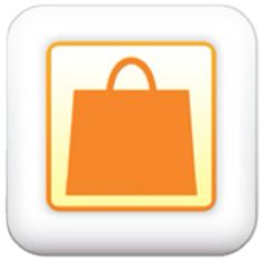 an orange shopping bag icon on a white square button