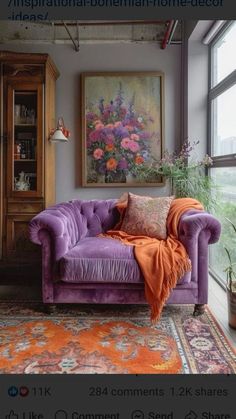 Purple Couch, Dream House Interior, Hippie Art, Room Aesthetic, Design Case, Interior Inspo, My New Room, Dream Home Design