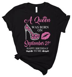 Personalized Glitter Birthday T-Shirt Glitter Shoe Birthday Shirt A Queen Was Born Shirt Custom Birthday Month Bling Tee Personalize this super cute shirt with your Birthday Month and Day Add your name to the shirt for a more custom look (Optional) Choose Your Glitter color for the Text & Shoe Outline: Red Glitter, White Glitter, Rose Gold Glitter, Silver Glitter, or Gold Glitter For more shirt colors please message me via Etsy Messages. This T-shirt is available in a wide variety of colors! The Shoe Outline, Womens Birthday Shirt, Your Birthday Month, T Shirt Press, Glitter Rose Gold, Glitter Birthday, Glitter Shoes, Birthday Month, Birthday Woman