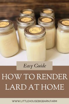 Mason jars full of rendered lard on a counter cooling. How To Render Water, Pressure Canning Lard, Canning Lard, How To Make Lard Recipe, Rendering Pork Lard, Rendering Lard In Instant Pot, How To Make Lard, Lard Uses, Making Lard