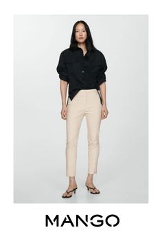 Cotton-blend fabric, Low waist, Skinny fit, Cropped design, Two welt pockets on the back, Concealed button, hook and zip fastening Welt Pocket, Trousers Women, Vietnam, Mango, Cotton Blend, Pen, Trousers, Pants, Fabric