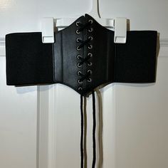 Amazon, Os, Black, Never Worn/New, Polyester/Spandex/Pu Leather, Lace-Up Front With Snaps In Back Chic Black Corset Belt For Night Out, Chic Black Corset Belt For Club, Trendy Black Corset Belt For Party, Black Gothic Corset Belt For Night Out, Black Edgy Corset Belt For Night Out, Edgy Black Corset Belt For Night Out, Chic Black Corset Belt For Spring, Black Edgy Corset Belt For Club, Amazon Accessories