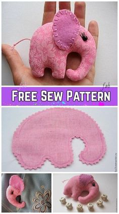 an elephant made out of pink material with the words free sew pattern