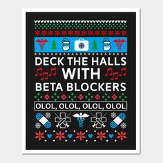 Beta Blockers - Nurse Ugly Christmas SweaterThis one is for all you amazing and awe inspiring nurses out there! What better way to show off your love for being a nurse and the delightful tradition that is the Ugly Christmas Sweater than with this fantastic design? You've got your choice of a classic t-shirt, women's fit, or a crew neck sweatshirt to add a little more traditional silhouette. Whatever you choose, you can feel free to show off that Christmas Spirit with a little added personal tou… Hospital Ward Christmas Decorations, Nursing Christmas Decorations, Nursing Christmas Decorations Hospitals, Nurse Christmas Decorations, Hospital Decoration, Letterboard Ideas, Hospital Humor, Being A Nurse, Nursing Humor