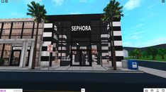 Small Grocery Store Bloxburg, Bloxburg Town Places Ideas, Bloxburg Sephora Build Layout, Bloxburg Store Exterior, Bloxburg Sidewalk Ideas, Bloxburg Mall Exterior, Bloxburg Mini Town Layout, Bloxburg Neighborhood Decal Codes, Stores Bloxburg