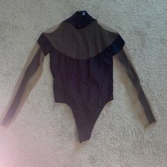 Paneled Semi-Sheer Stretch Nylon Tulle And Jersey Bodysuit. Color: Black, Excellent Condition Mugler Bodysuit, Limited Time, Womens Tops, Black, Color