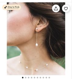 an image of a woman wearing pearls on her necklace and earring, with the caption etsy's pick