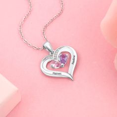 This Personalized Birthstone Heart-Shaped Necklace designer piece of jewelry is made of pure sterling silver, We use the best-in-class material with a high-quality standard of purity. A very stylish, trendy, and luxurious Necklace for girls and women, all our silver products are lead and nickel-less to ensure safety and comfort, even for sensitive skin. We ensure your jewelry retains its luster and shine for years to come, store in airtight bags in a cool, dry, and preferably dark place while no Girlfriend Necklace Gift, Promise Necklace, Engagement Necklaces, Anniversary Necklace, Family Necklace, Heart Shaped Necklace, Necklace For Girlfriend, Mothers Necklace, Custom Name Necklace