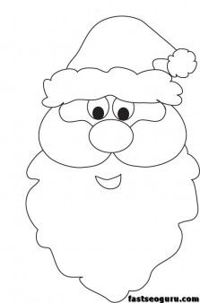 santa claus's face is outlined in black and white