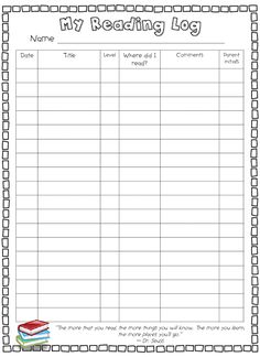 a printable reading log for kids to use in their homes and school librarys