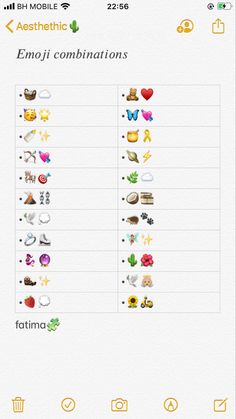 an iphone screen showing the emoji combinations in different colors and sizes, with text below