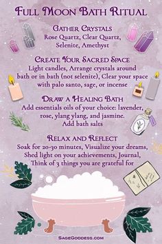 Moon Bath Ritual, New Moon Bath, Full Moon Bath, Moon Bath, Moon Rituals, New Moon Rituals, Full Moon Ritual, Eclectic Witch