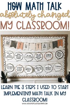 a classroom poster with the words how math talk on it and an image of a classroom bulletin