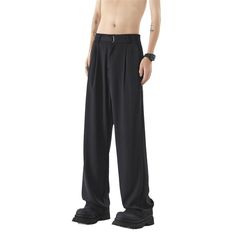 Product information: Pattern: solid color Color: Black Size: S,M,L,XL,2XL,3XL Fabric name: Polyester Applicable scenarios: Leisure Applicable Gender: Male Packing list: Pants*1 Product Image: Black Non-stretch Bottoms, Non-stretch Black Bottoms, Baggy Solid Wide Leg Pants With Belt Loops, Baggy Wide Leg Pants With Belt Loops, Black Wide-leg Dress Pants With Belt Loops, Baggy Black Full-length Dress Pants, Packing List Men, Jean Trench Coat, Leggings Hoodie