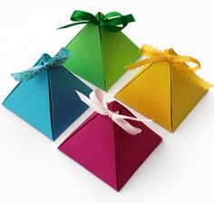 four folded origami gift boxes with ribbon tied around the edges and saying, you know everything i need before i even so