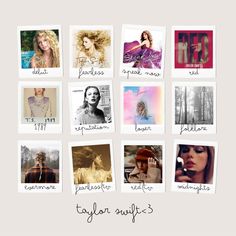 taylor swift's album covers are shown here