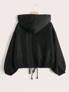 Plus Size Black Woven Windbreaker Coat With Open Front Black Casual  Long Sleeve Woven Fabric Plain Windbreaker Non-Stretch  Women Plus Clothing, size features are:Bust: ,Length: ,Sleeve Length: Front Open, Plus Clothing, All Fashion, Fashion Inspiration, Woven Fabric, Length Sleeve, Sleeve Length, Plus Size, Clothes For Women