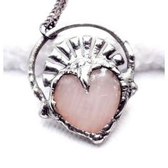 I Took An Amazing Pink Rose Quartz Heart Shaped Crystal And Crafted Into A Beautiful Renaissance / Medieval Pendant, Hung From An 18" Long Matching Chain. This Isn't Your Typical Jewelry Piece, And It Will Definitely Be One Of A Kind. The Metal Work Is Hand Done By Me Using A Tin & Silver Bearing Low Melting Alloy That Has Been Hand Patinated And Sealed. This Comes With A Silver 18in Chain That Will Be Attached, As Pictured. Can Request Any Length Up To 30". Thanks! Handmade Jewelry, Healing, Reiki, Wicken, Wicca, Healing Crystals, Women's Fashion Unisex Jewelry #Handmade Jewelry, Renaissance, Gothic, Rocker, Bohemian, Boho Style, Dark, Solder, Tiffany Style, Metal Work, Silver, Tin Cryst Bohemian Sterling Silver Heart Necklace, Silver Bohemian Necklace For Valentine's Day, Bohemian Silver Necklace For Valentine's Day, Handmade Silver Heart-cut Necklace, Handmade Silver Heart Cut Necklace, Handmade Silver Necklace With Heart Cut, Wicca Healing, Medieval Pendant, Heart Crystal Necklace