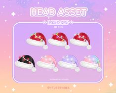 the head asset santa hat is shown in four different colors