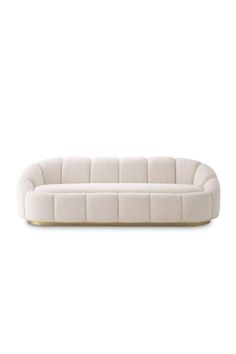 Cream Bouclé Curved Sofa | Eichholtz Inger | Oroa. com Round Sofa, Curved Sofa, European Furniture, Large Sofa, Luxury Sofa, Upholstered Sofa, Banquette, Natural Look, Brushed Brass