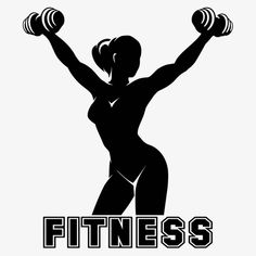 a woman lifting two dumbbells with the words fitness on her chest and back