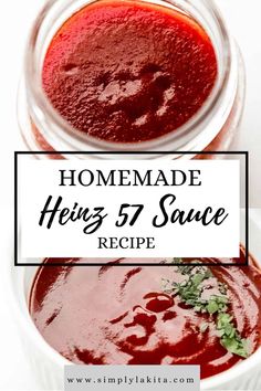 homemade heinzs 5 sauce recipe in a white bowl with the title overlay reading homemade heinzs 5 sauce recipe