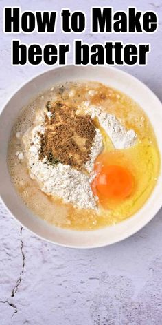 how to make beer batter in a bowl with an egg and spices on the side