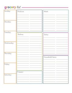 the grocery list is shown in this printable