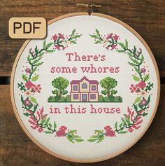 a cross stitch pattern with the words,'mess this house to snuzzle '