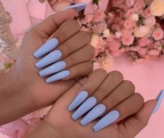 tadiorx 👹 Coolest Nails, Baby Blue Nails, Sky Nails, Cute Nails For Fall, Vibrant Nails, Blue Nail, Coffin Nails Long, Instagram Baby, Beautiful Nail Designs