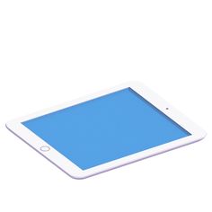 an ipad with a blue screen sitting on top of it