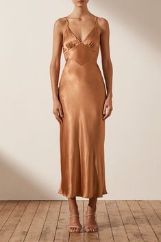 La Lune Backless Midi Dress | Copper | Dresses | Shona Joy Luxury Feminine Party Midi Dress, Luxury Midi Party Dress, Luxury Feminine Satin Dress, Luxury Midi Dress For Wedding Party, Bhldn Bridesmaid Dress Sedona Sunset, Luxury Feminine Viscose Dress, Luxury Feminine Viscose Midi Dress, Luxury Feminine Summer Midi Dress, Copper Dress