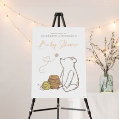 Winnie Poo, Baby Shower Chalkboard, Bebe Shower, Winnie The Pooh Themes, Winnie The Pooh Baby Shower, Baby Shower Theme Decorations, Disney Baby Shower, Classic Winnie The Pooh, Baby Shower Napkins