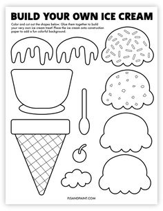 an ice cream coloring page with the words build your own ice cream