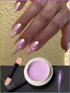 Aurore Holographique Unicolore Ongle Poudre chrome Scintillant Irisé Nail Art pigment Avec Brosse Effet Miroir Ongle Poussière Nails Color Green, Chinese Nail Art, Nails Inspo Aesthetic, Fake Press On Nails, Chinese Nails, Douyin Nails, Colors For 2024, Chrome Nails Designs, Neutral Design