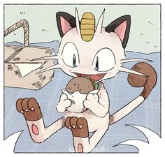 an image of a cartoon cat eating ice cream