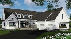 this is an artist's rendering of the country house plans for two story homes