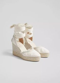 Sofia Cream Canvas Espadrille Wedges | Shoes | Collections | L.K.Bennett, London Fancy Frocks, Espadrilles Wedges, Wedge Shoes, Sofia, Shoe Collection, Metallic Silver, Espadrilles