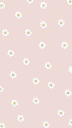 a pink background with white and yellow flowers